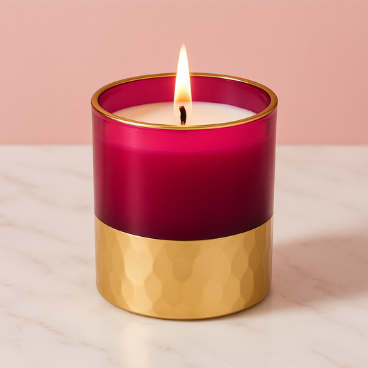 Pack of 50 – 200ml Matte Pink Candle Empty Jars with Gold Detailing