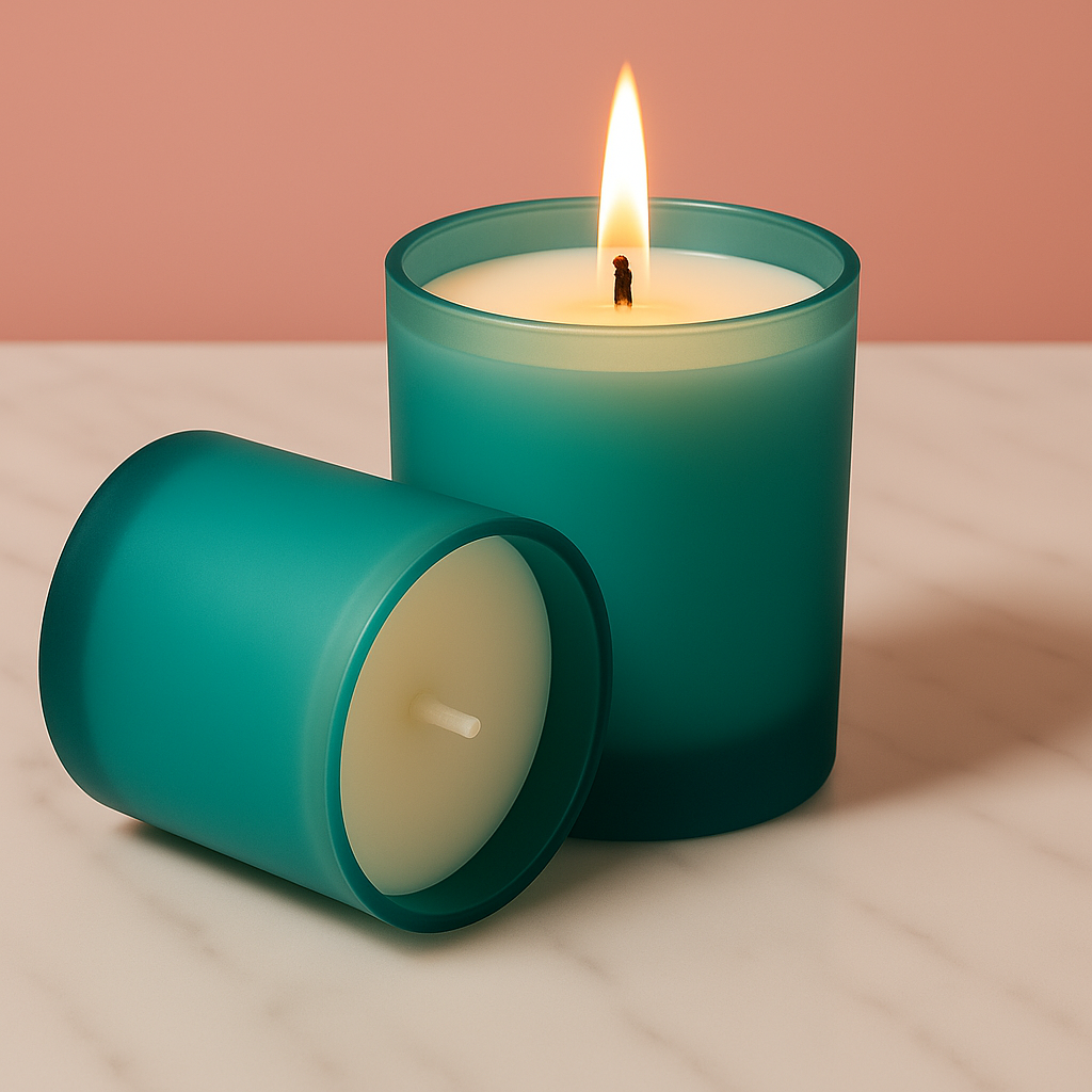 DILISTA Set of 2 Premium Scented Teal Color Candles | Home Decor & Aromatherapy