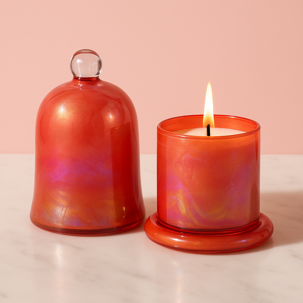 Luxury Scented Candle in Orange Glass Dome Jar – 180ml | Best for Gifting & Home Decor