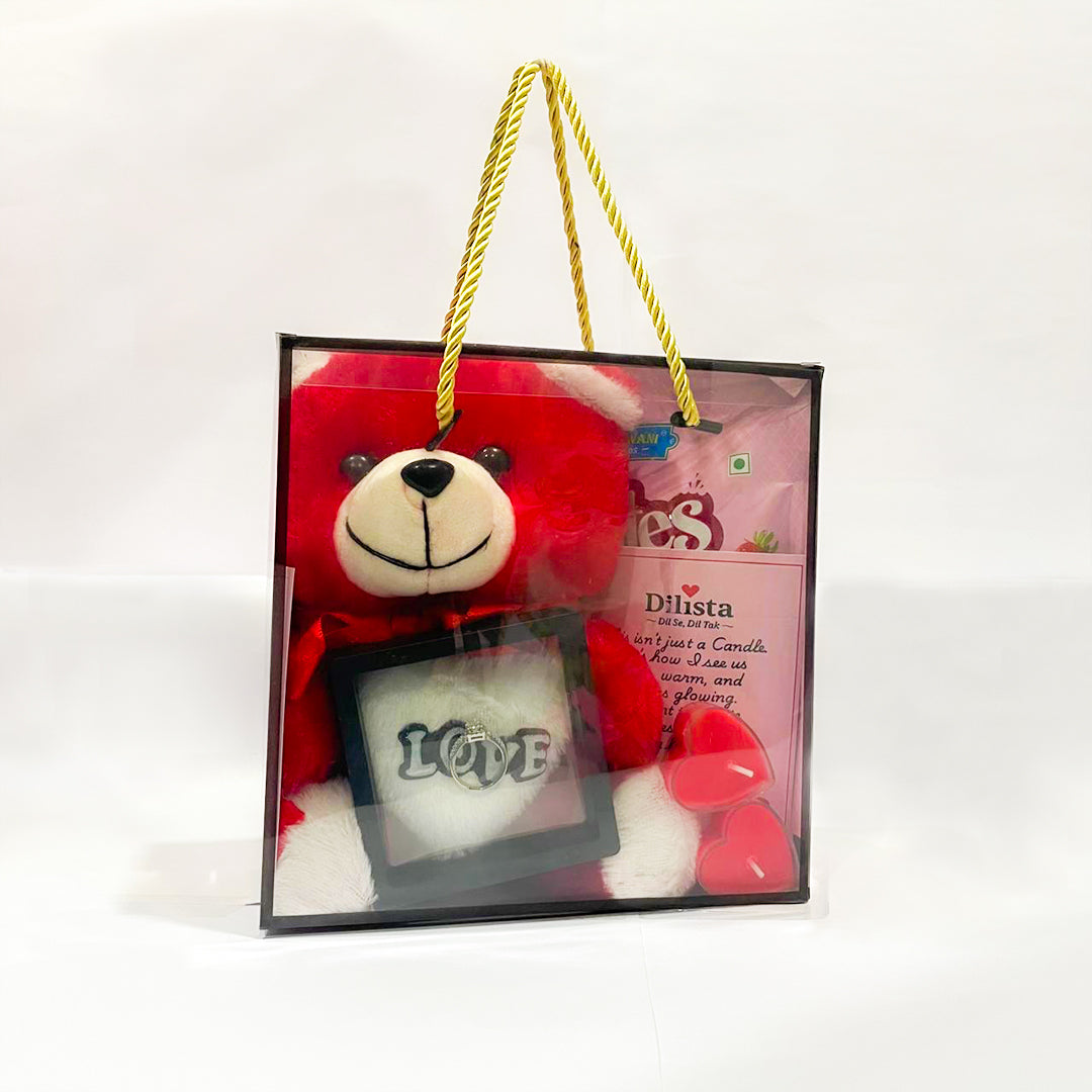 Mini Proposal Gift Box– Cute 4-Piece Love Hamper with Teddy, Ring, Candle & Chocolate | Will You Be Mine?