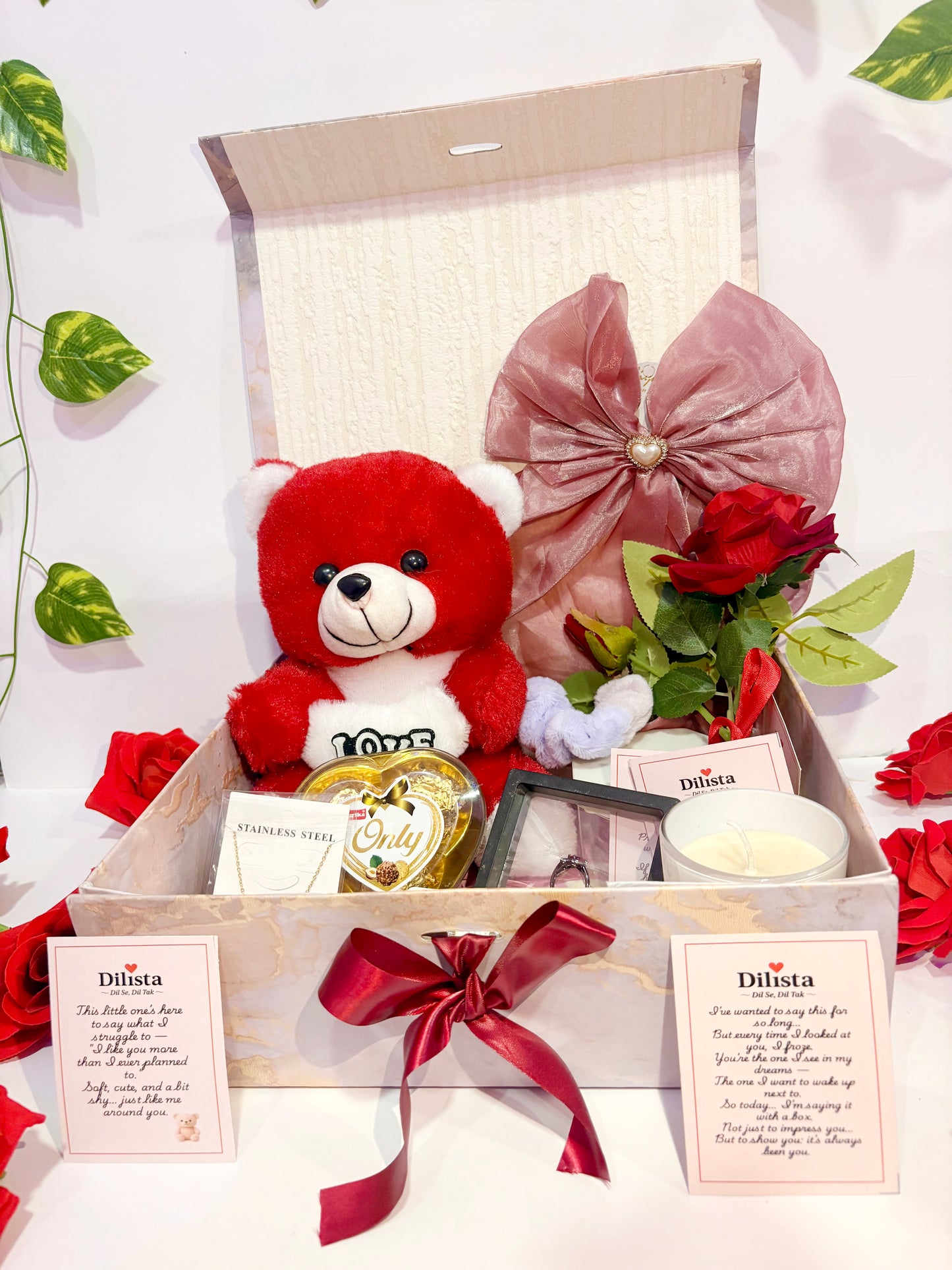 Premium Love Proposal Hamper for Her – 10 Romantic Gifts with Heartfelt Notes