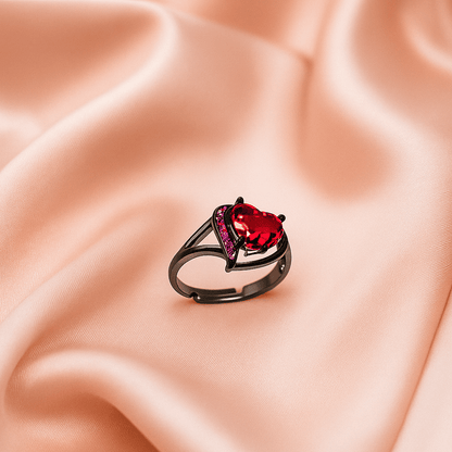 Red Heart Stone Ring For Girls and Women