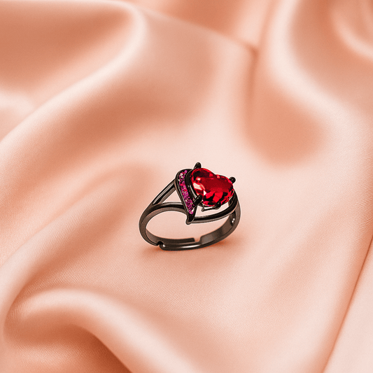 Red Heart Stone Ring For Girls and Women