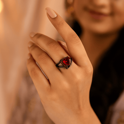Red Heart Stone Ring For Girls and Women