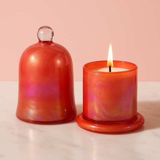 Luxury Scented Candle in Orange Glass Dome Jar – 180ml | Best for Gifting & Home Decor