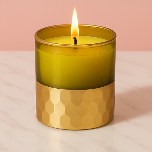 Pack of 50 Jars – Green Candle Empty Jars with Gold Detailing