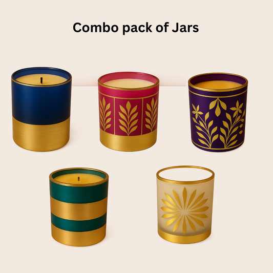 Combo Pack of 50 Hand-Painted Candle Jars (5 Designs) | Sample Pack for Trial
