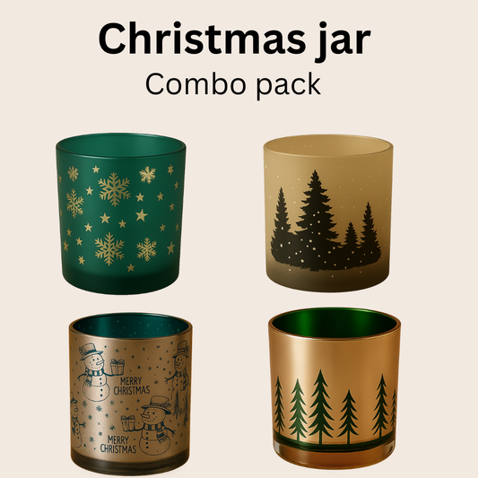 Christmas Candle Jar Combo Pack (60 pcs) | 4 Festive Designs | Sample Pack for Trial