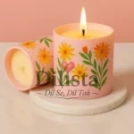 Pink Hand Painted Glass Candle Jar 200ML | Premium Decorative Candle Container - Image 2