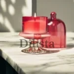 Glossy Red Stand Bell Jar for Candles – 200ML Glass Dome