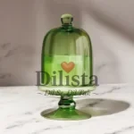 Glossy Green Stand Bell Jar for Candles – 200ML Glass Dome - Image 2
