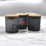 Frost Wooden Lid Candle Jar 200ML | Black & White Empty Glass Candle Jar for Candle Making