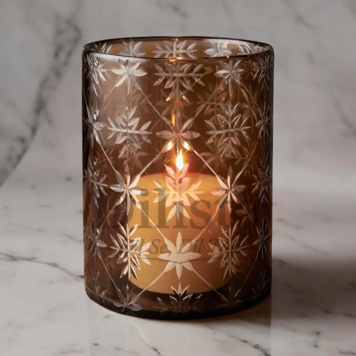 Luxury-flower-vase Coffee Cut Glass Hurricane Vase – 1000 ML | Candle Holder & Home Décor - Image 1