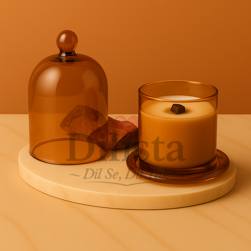 brown-bell-jar Matt Light Brown Bell Jar for Candles – Candle Dome / Candle Cloche | 250ML - Image 1