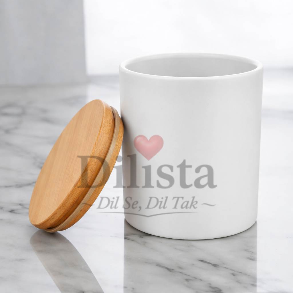 20260115_1617_Image Generation_remix_01kf0m7sqvec68zrcm8gvb5mfh White Matt Wooden Lid Candle Jar 200ML | Premium Empty Glass Candle Jar for Candle Making - Image 1