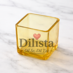 Square Candle Jar 160ML | Light Green & Light Yellow Empty Glass Jar for Candle Making