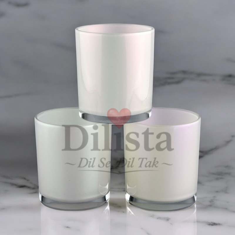 White-glossy-empty-candle-jar White Glossy Empty Candle Jar 200ML | Premium Glass Candle Container for Candle Making - Image 1
