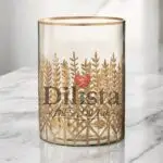 Glass Hurricane Vase with Gold Leaf Etching – 1000 ML | Candle & Home Décor