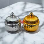 Silver & Golden Round Candy Jar with Silver Finish – 300ML