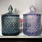 Dark Grey Diamond Candy Jar with Glossy Finish – 250ML