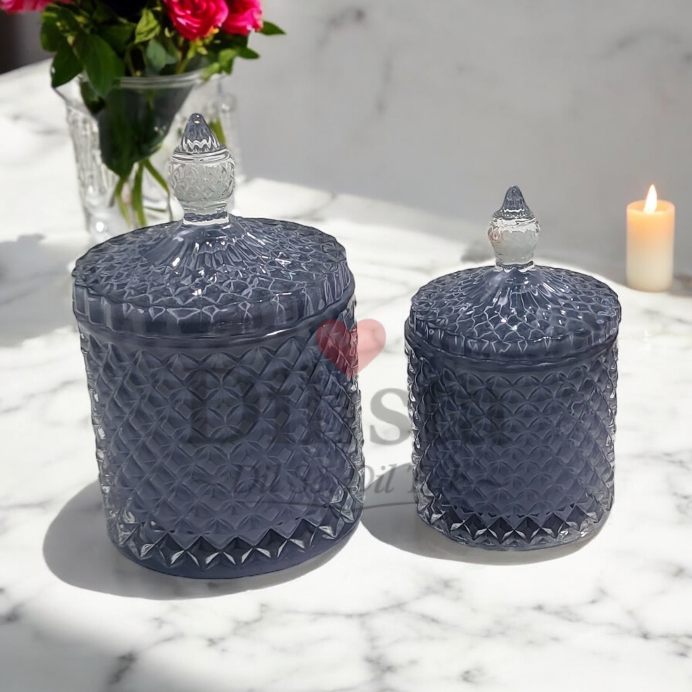 Glossy-candy-jar Glossy Milky Grey Candy Jar – 150ML & 250ML - Image 1