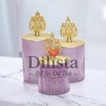 Purple Glossy Decorative Glass Jar Set of 3 for Premium Hamper Packaging