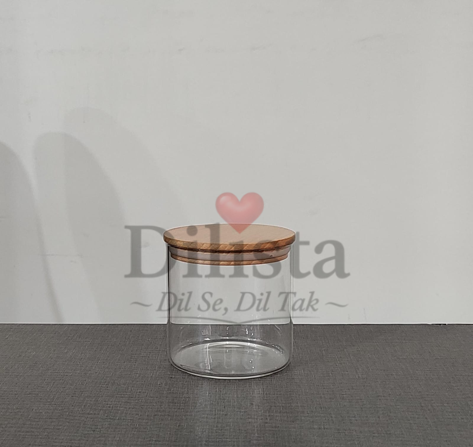 Transparent-storage-jar Transparent Glas Jar with Wooden Lid – 500 ML | Airtight - Image 1