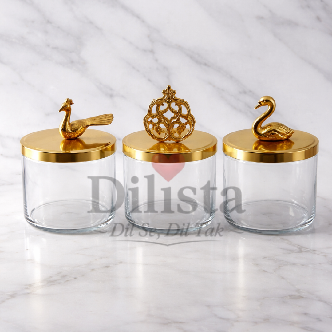 Dry-fruit-Glass-jar-Air-tight Dry Fruit Glass Jar with Metal Lid – Transparent Storage Jar (500ML) - Image 1