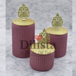 Decorative Glass Jar Set of 3 with Metal Lid & Knob