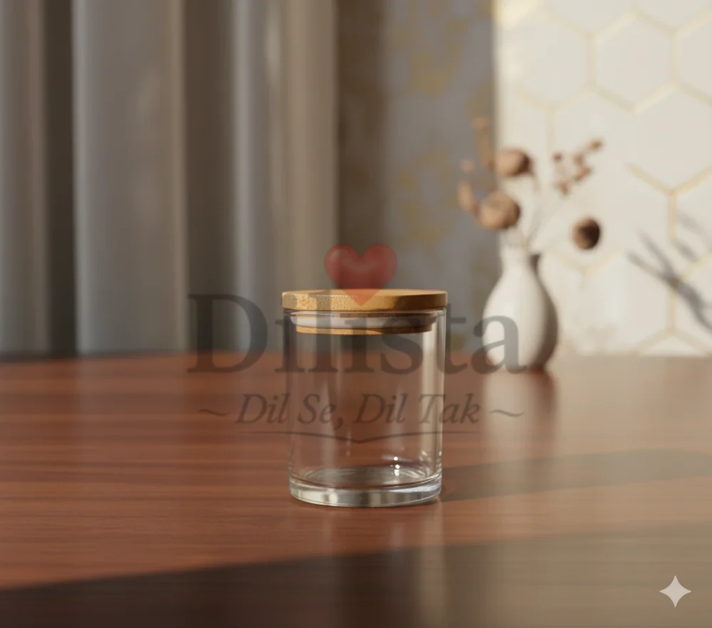 Votive-glass-jar Transparent Glass Jar with Wooden Lid – 80 ML | Mini Candle & Storage Jar - Image 1