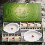 Leaf Cafe 6 Cups + 2 Leaf Bowls Gift Set | Premium Crockery Gift Set | 12 Set Master Box Wholesale Pack